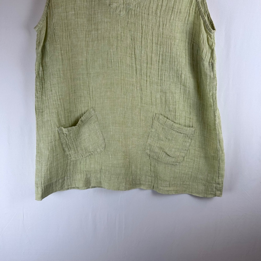 Pure Jill J Jill Womens Small Green 100% Linen Tunic Top V-Neck Coastal Grandma - Picture 7 of 8